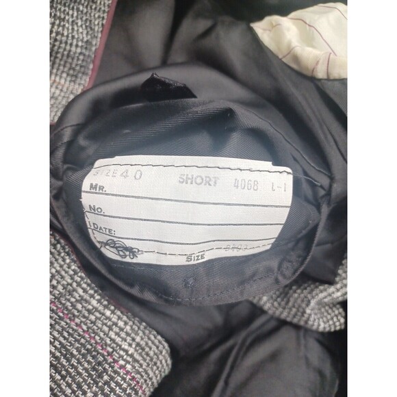 Vtg Evan Picone Mens Blazer Jacket Sz 40 Silk Tweed 2 Button Black White Red - Picture 10 of 11
